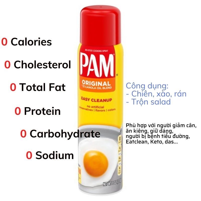 [Hang chính hãng Mỹ ] Dầu ăn giảm béo dầu ăn kiêng PAM