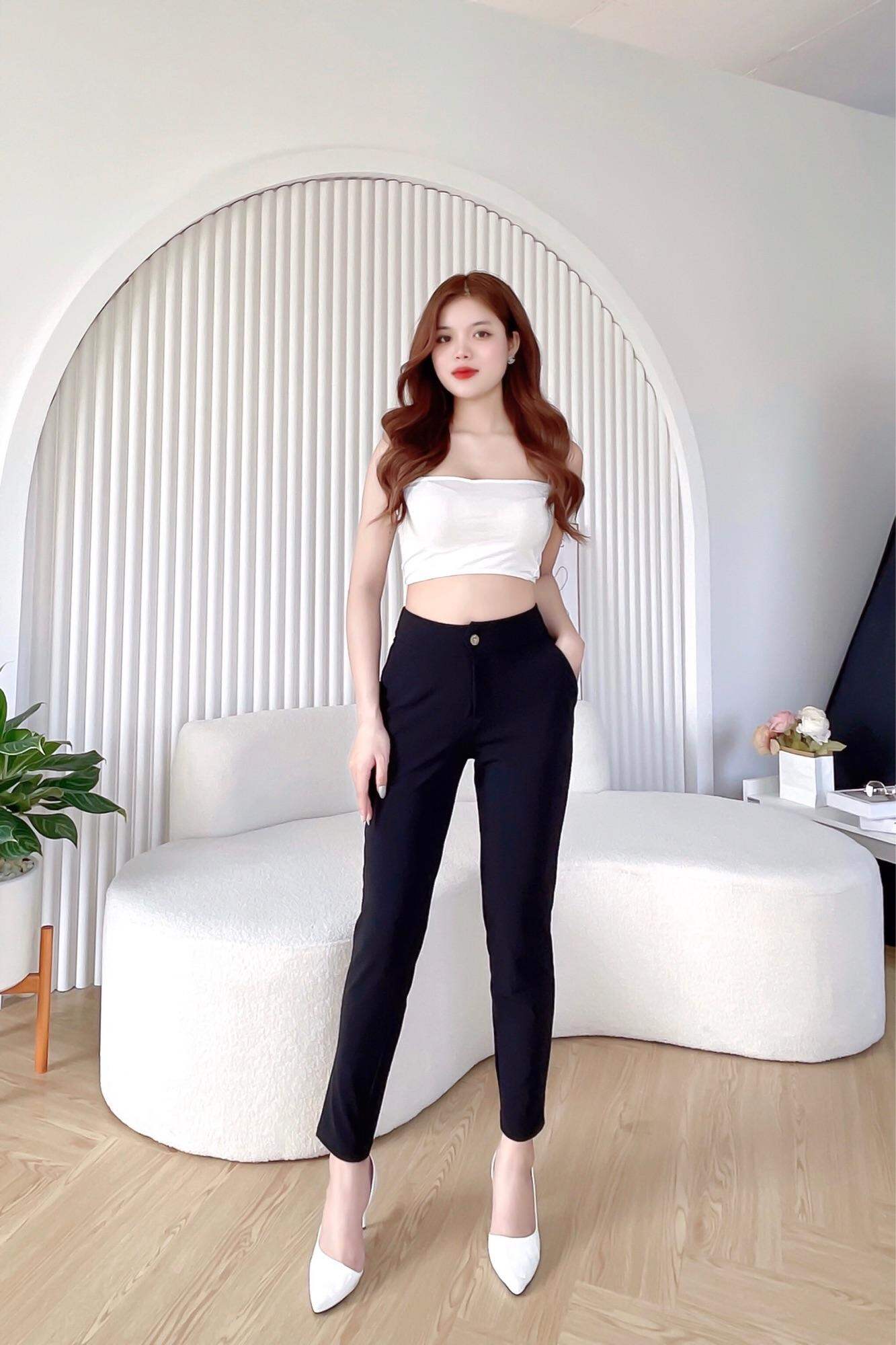 Quần legging cao cấp giá rẻ chất liệu umi 4 chiều màu đen