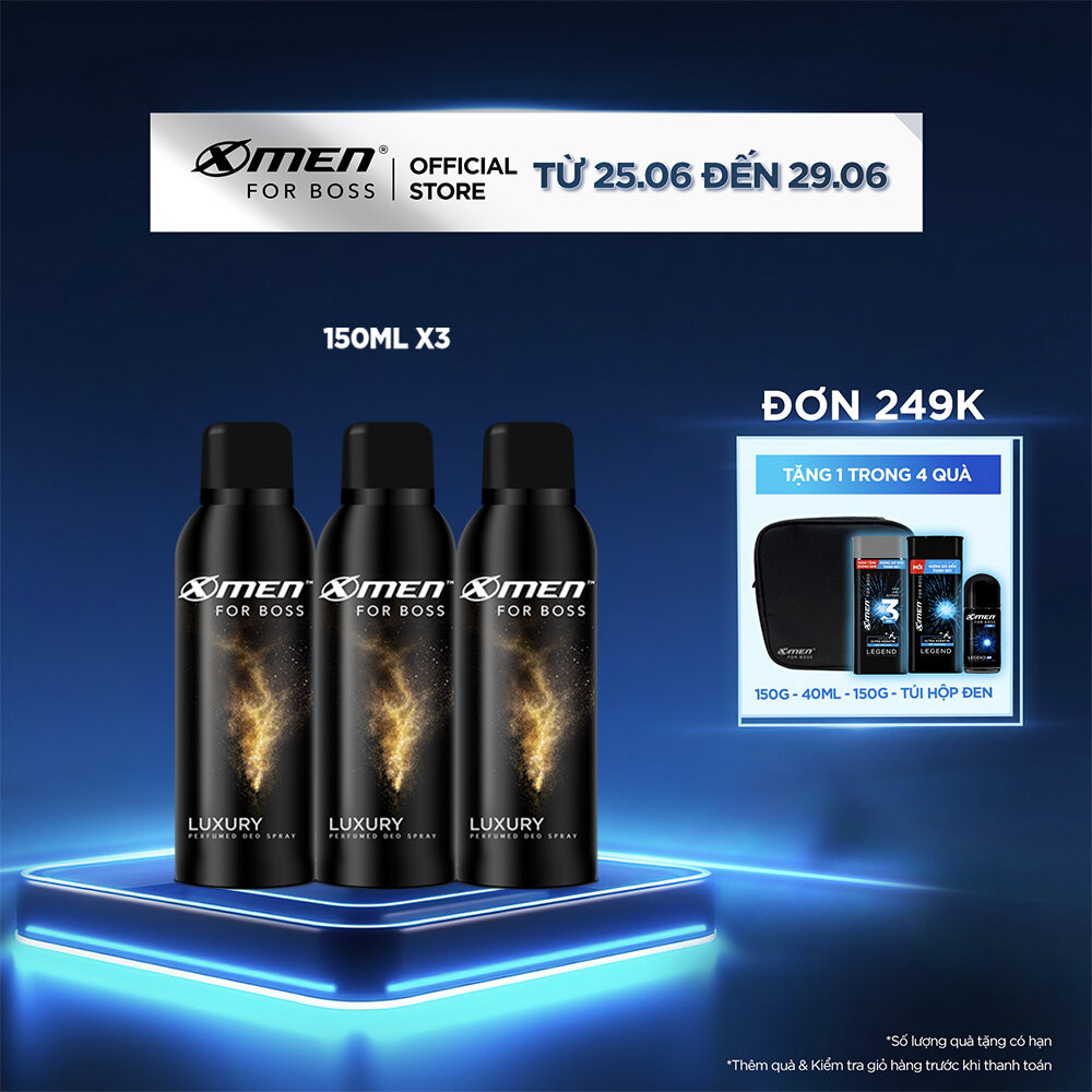 Combo 3 Xịt khử mùi X-Men for Boss Luxury 150ml/chai