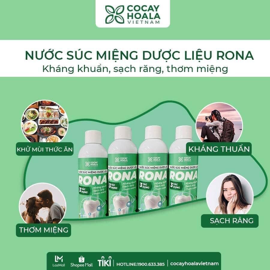 Nước Súc Miệng Dược Liệu Rona Giảm Viêm Lợi Hôi Miệng 150 Ml