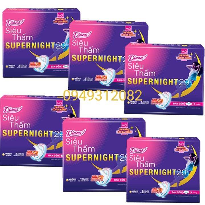 Combo 6 gói bvs diana st đêm 29cm