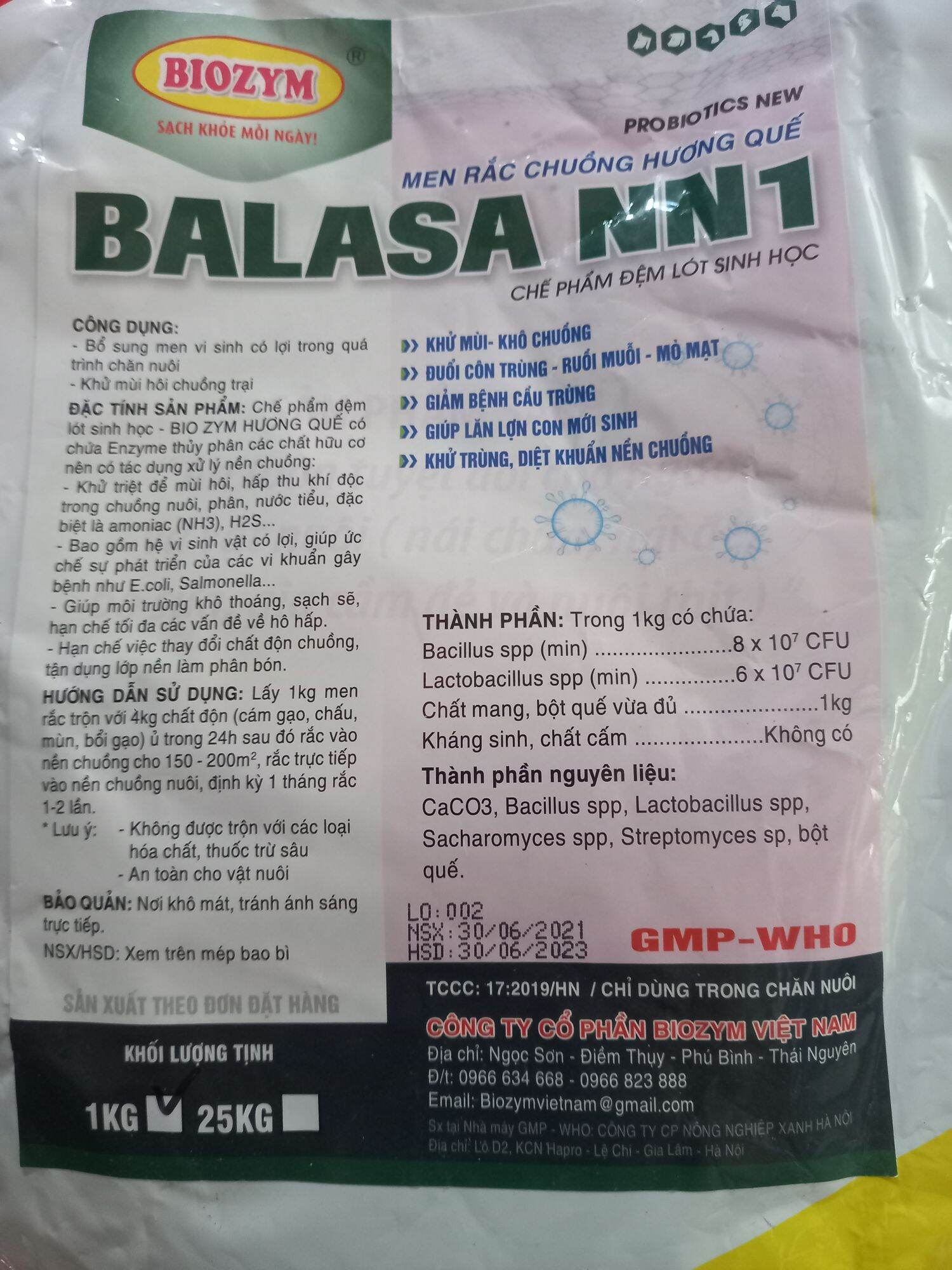 Men rắc chuồng balasa NN1, 1 KG