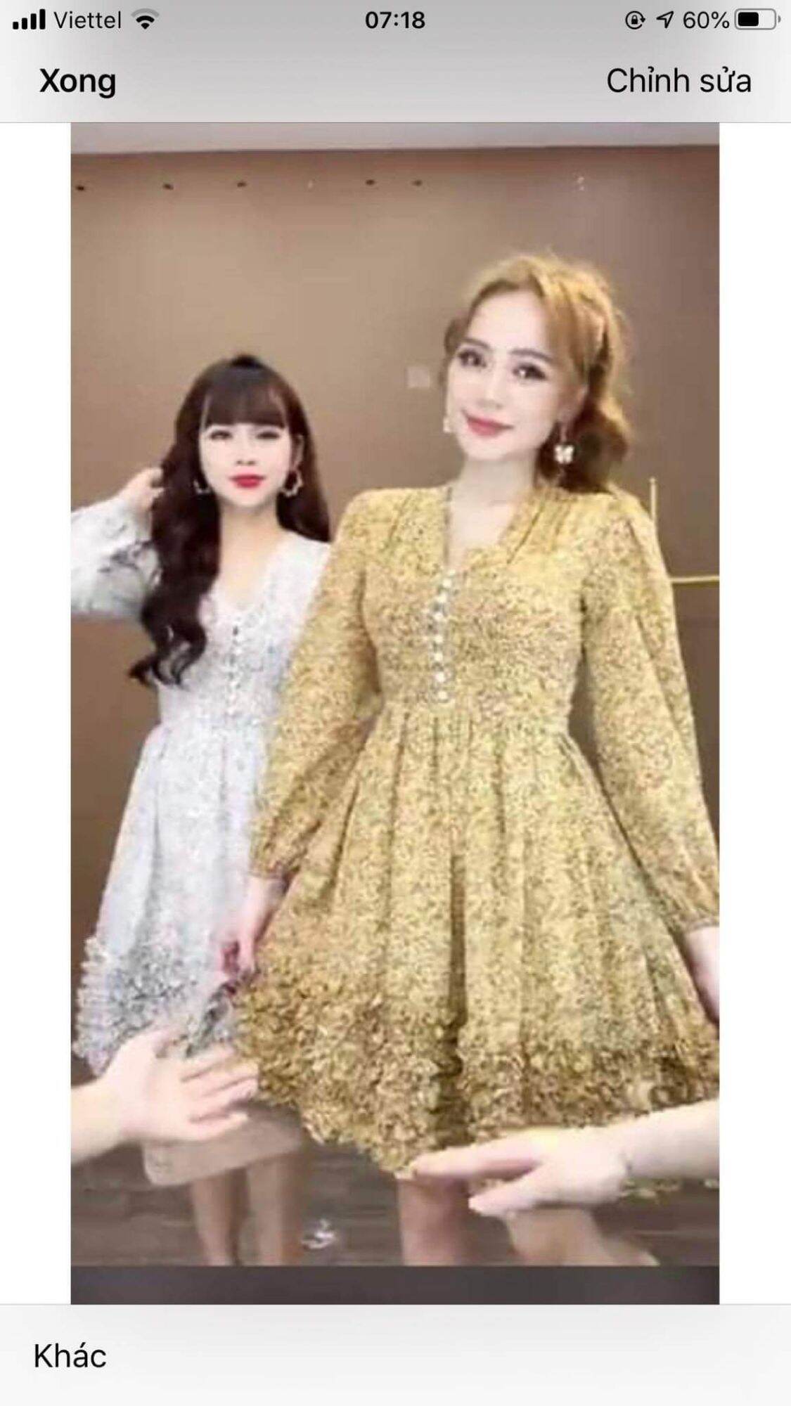 Đầm hoa nhí bèo tầng cổ V Monoco