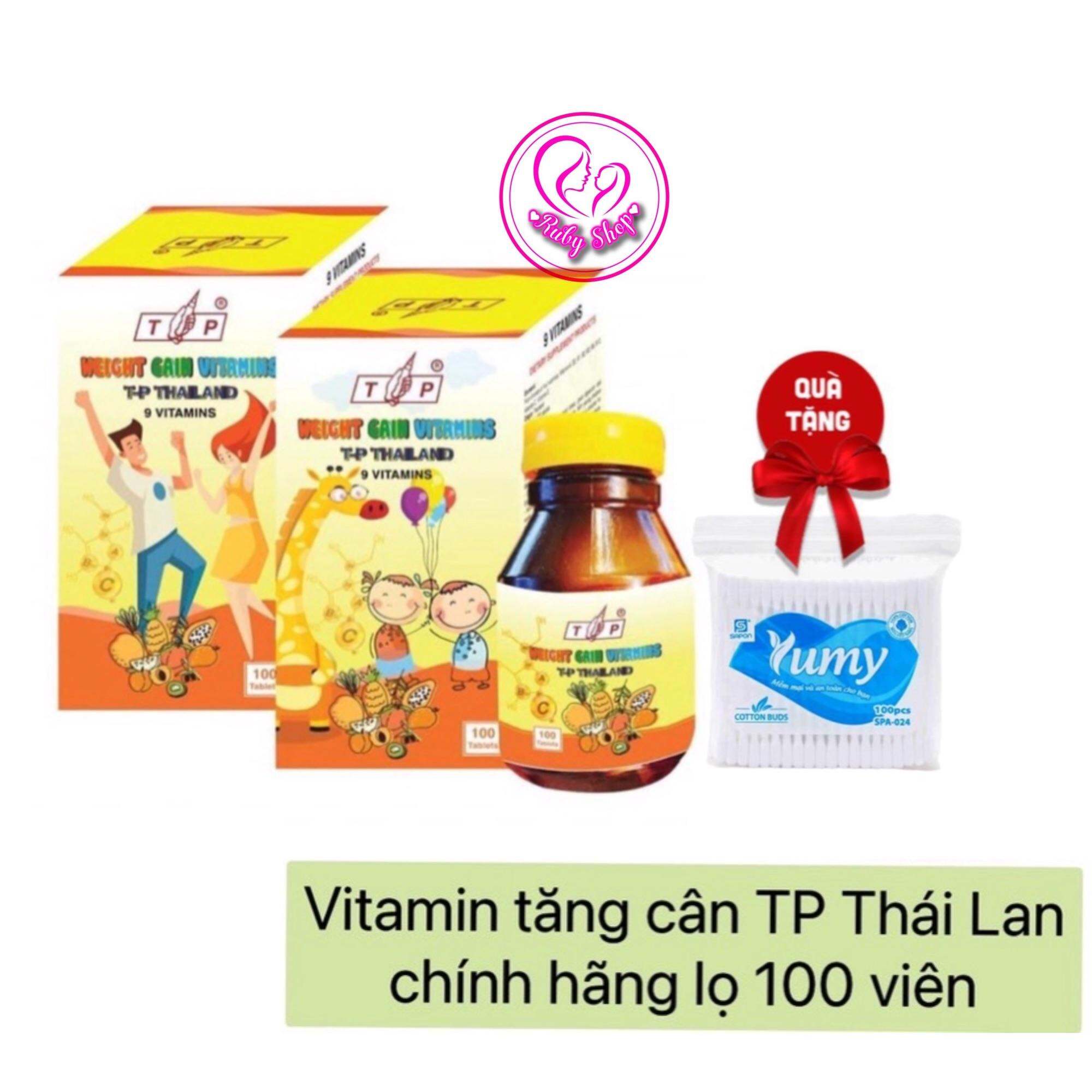 Vitamin ăn ngon tăng cân Thái Lan hộp 100 viên - Tăng cân nhanh, hiệu quả, an toàn + quà gói tăm bông