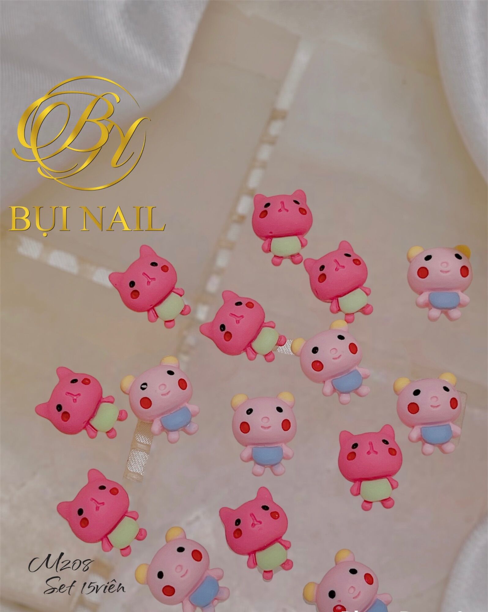 Charm gấu m208 set 15viên