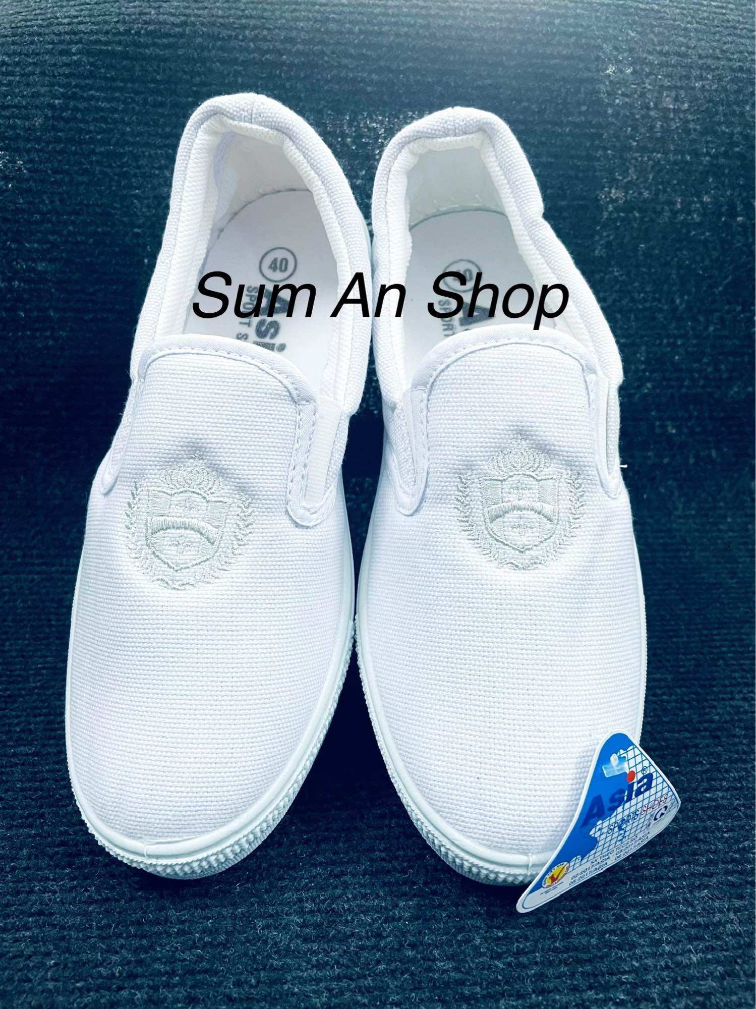 Giày thể dục lười Xỏ NAM vải TRẮNG M06 có size 44 thể thao học sinh Asia