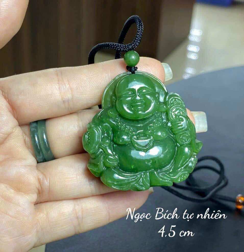 Mặt di lặc ngọc bích 4.5cm ( có kèm giấy chứng thư kiểm định đâ quý ) bao sang đẹp