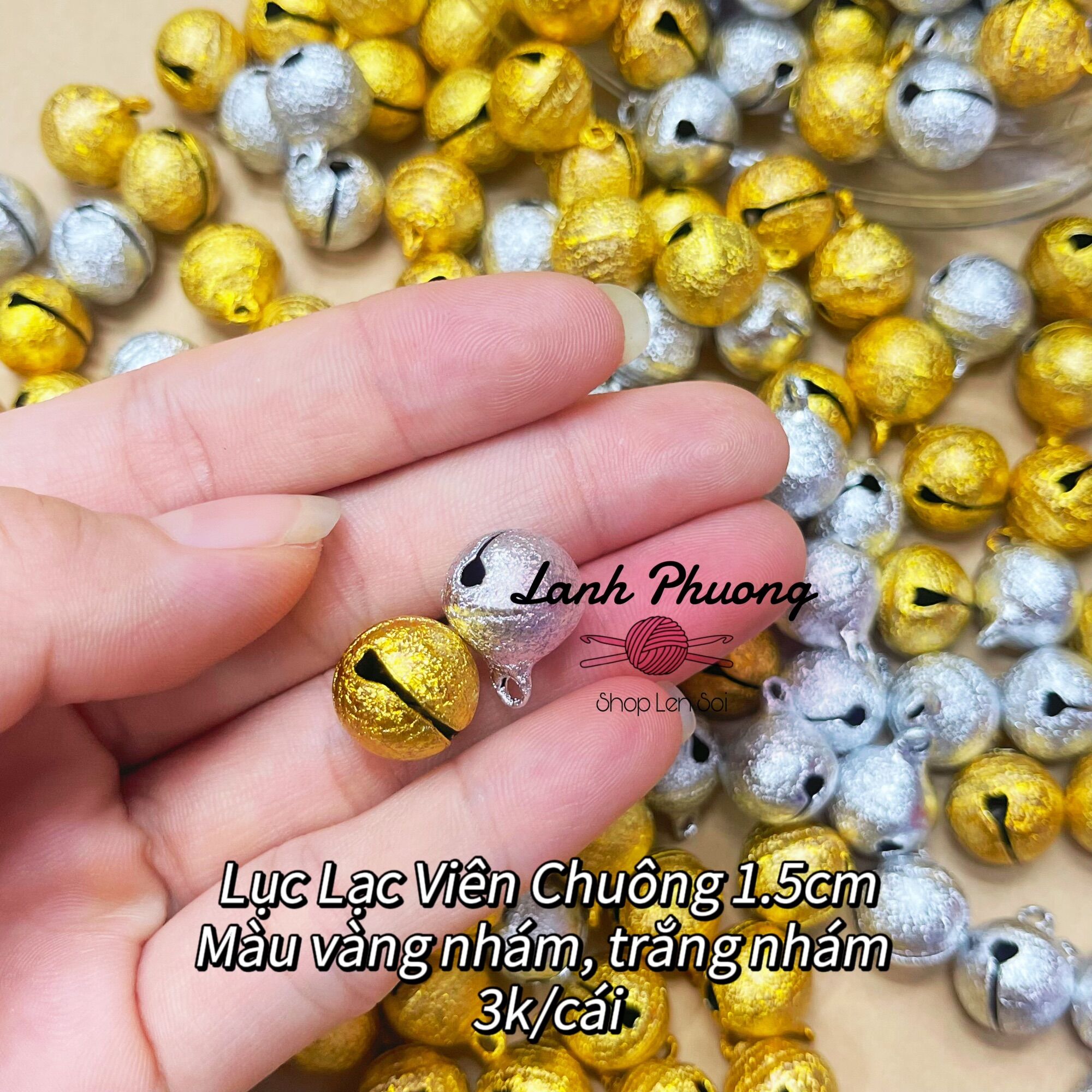 Lục Lạc Viên Chuông Nhám 1.5cm Noel (10 cái)
