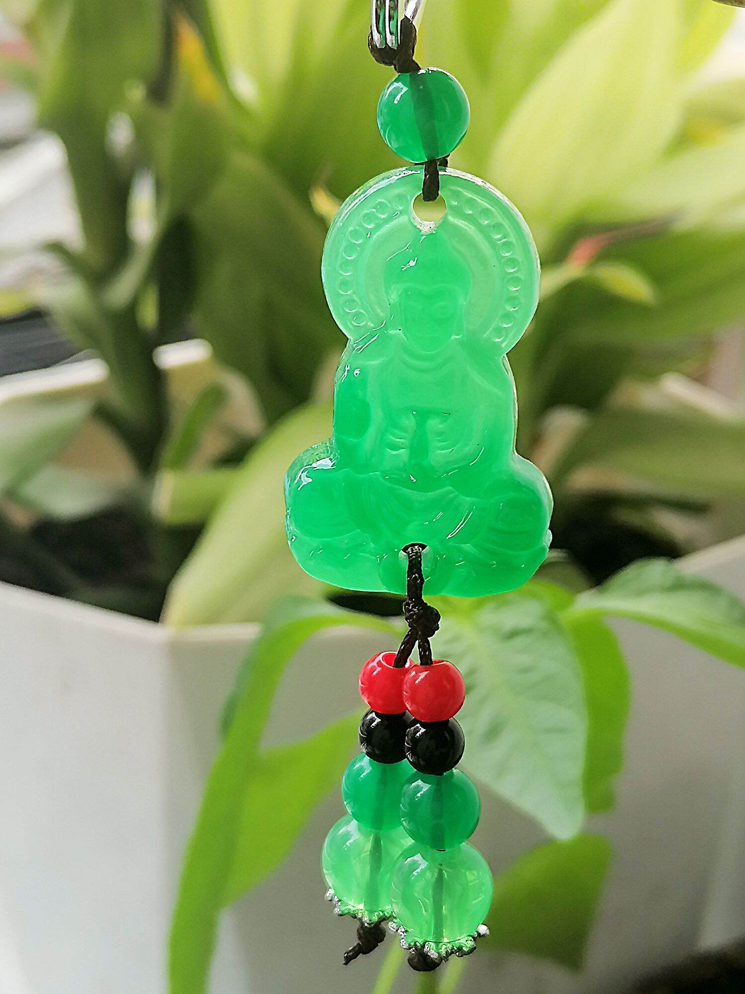 Móc khóa Phật Bà Quan Âm xanh lục bảo