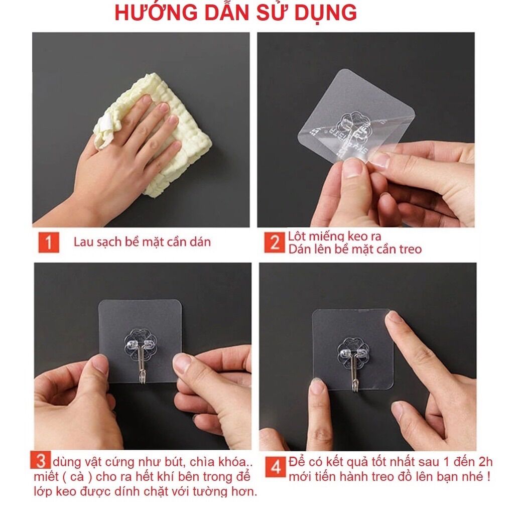 COMBO 10 móc dán tường 3D chịu lực siêu dính