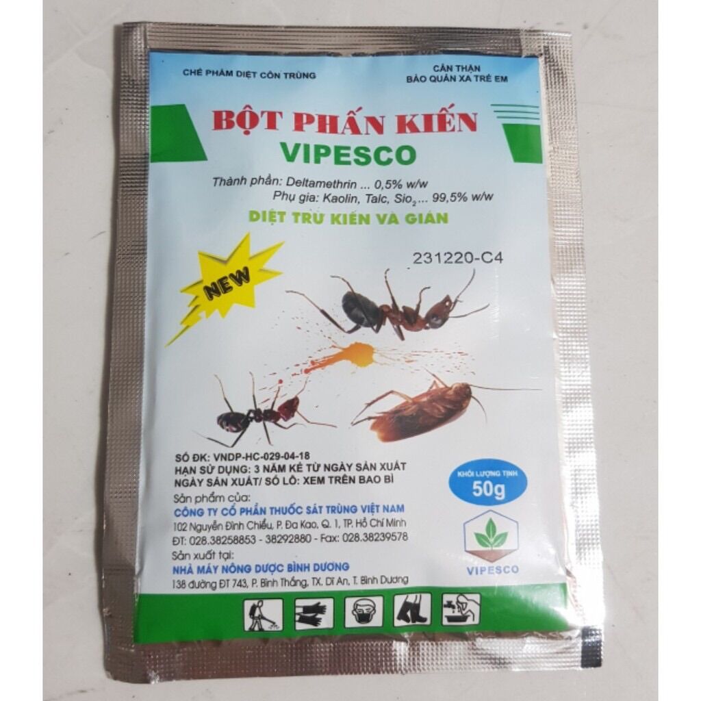 Bột phấn diệt Kiến, gián, cuốn chiếu Vipesco 50g
