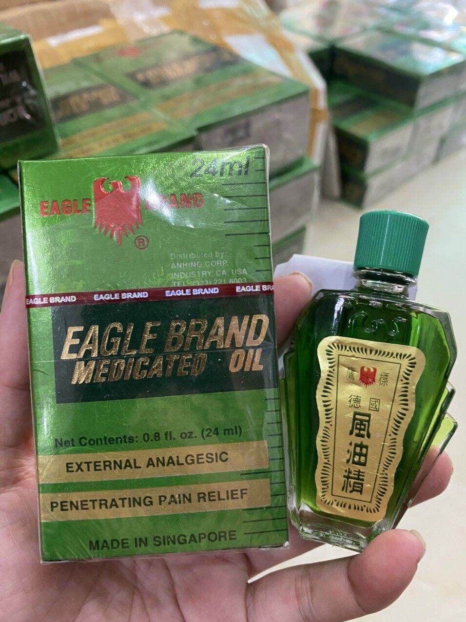 4 CHAI DẦU XANH 2 NẮP SINGAPORE 24ML