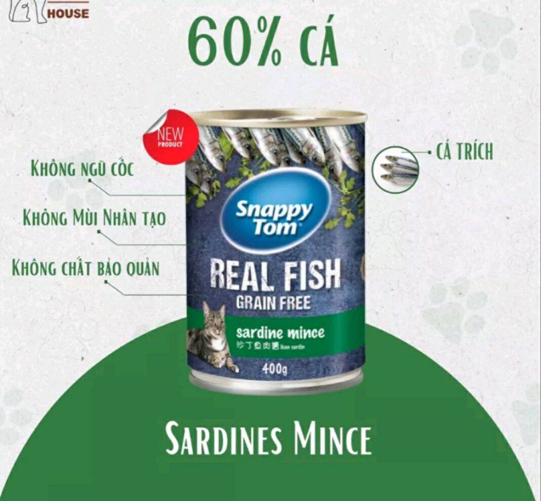 Pate lon SnappyTom Real Fish - Siêu nhiều cá 400g