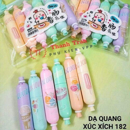 Vỉ 6 bút dạ quang xúc xích