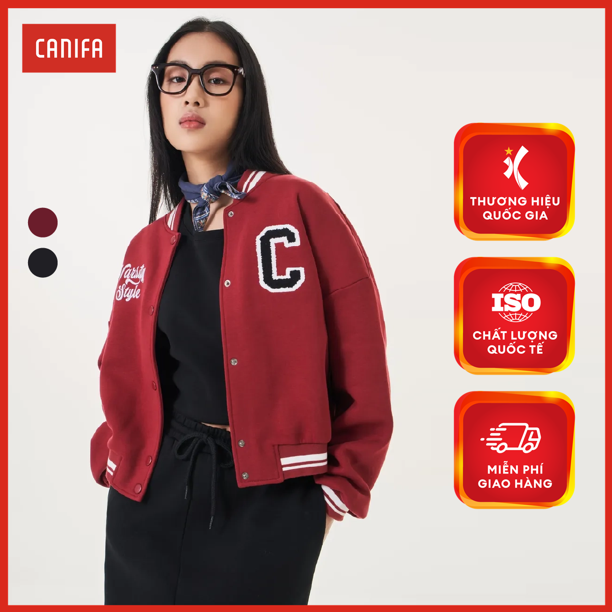 Áo khoác nữ CANIFA dáng bomber ngắn 6OT23W016