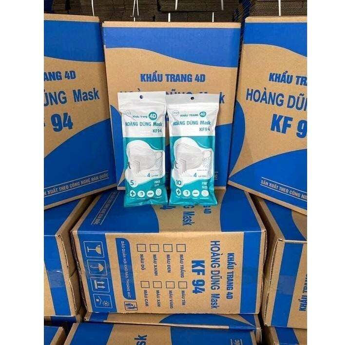 Thùng 300 cái khẩu trang 4D KF94 HOÀNG DŨNG Mask màu trắng