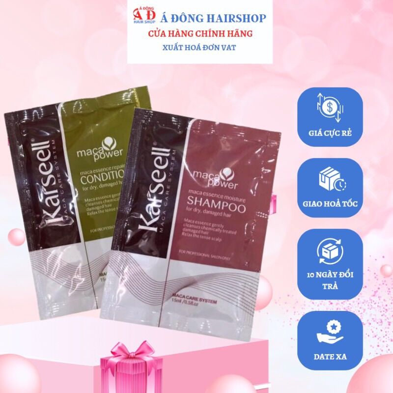 Combo cặp gội xả gói [30ml] Karseell Maca Collagen siêu mềm mượt 30mlx2