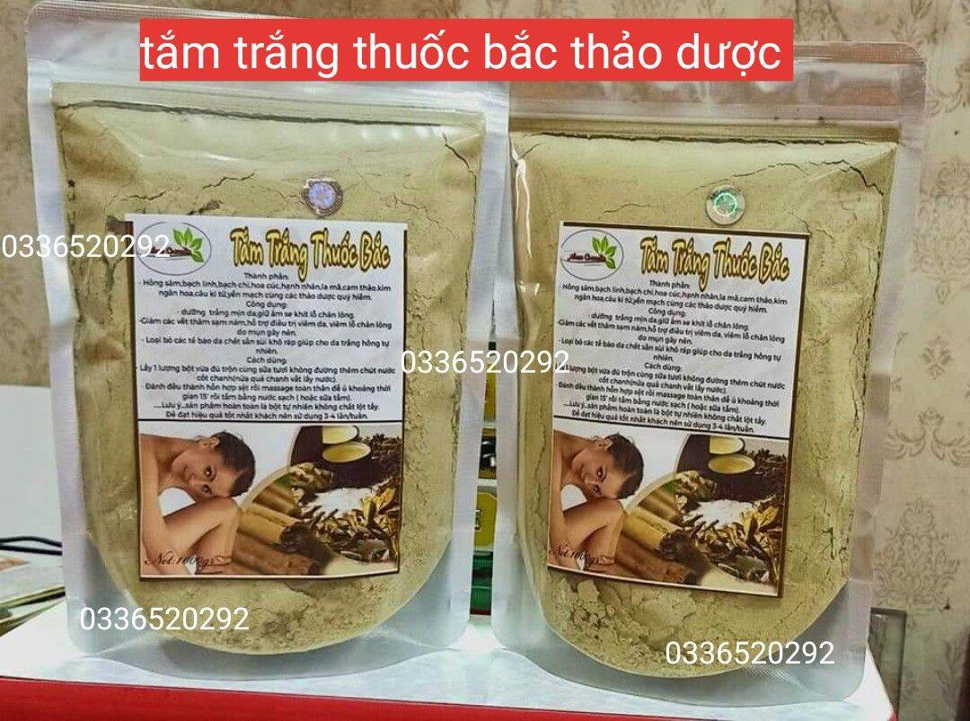 (tặng bộ trộn)1kg bột tắm trắng thuốcbắc thảo dược trắng da