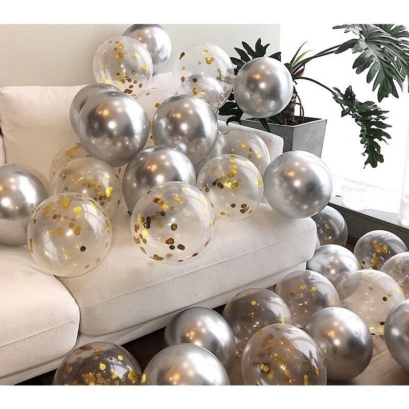 Set 10 bóng sequin ( bóng trong suốt rắc nhũ)