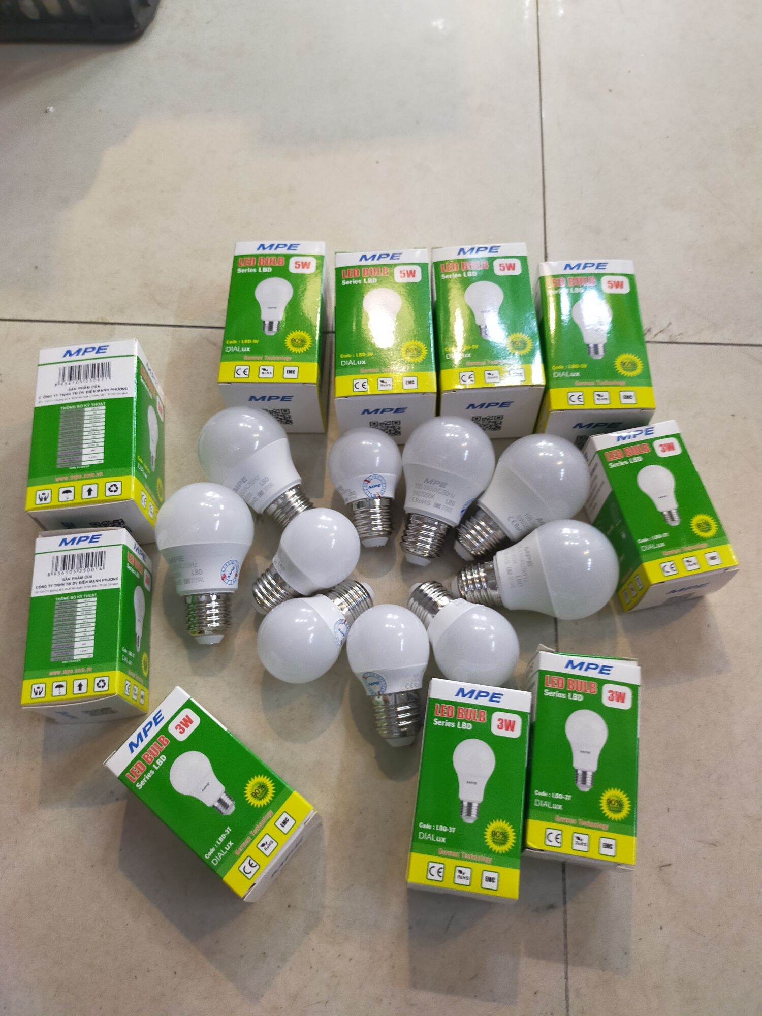 Bóng led mpe 3w-5w-7w hàng chính hãng