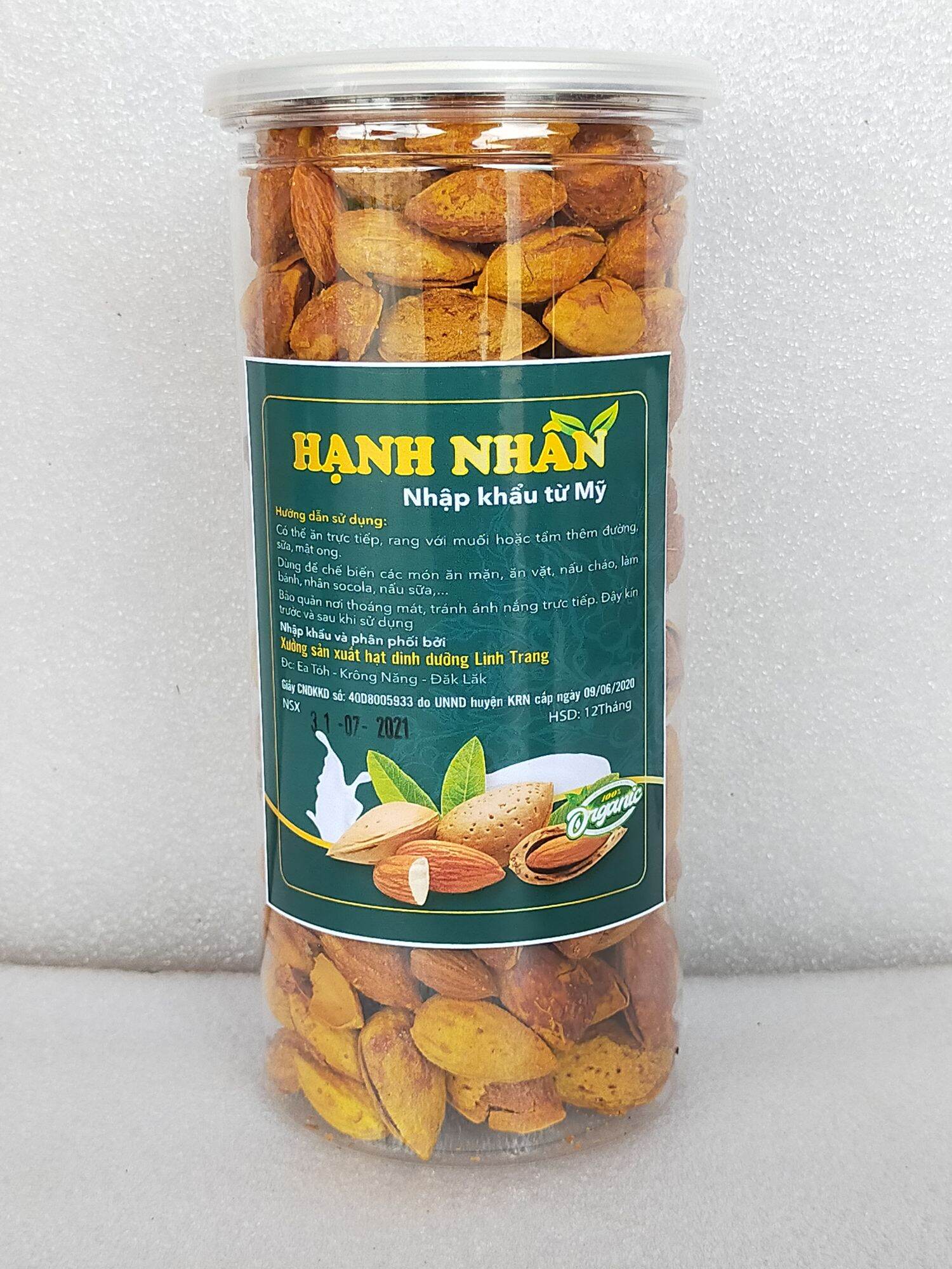 500g hạt hạnh nhân rang bơ vỏ mỹ nhập khẩu mỹ