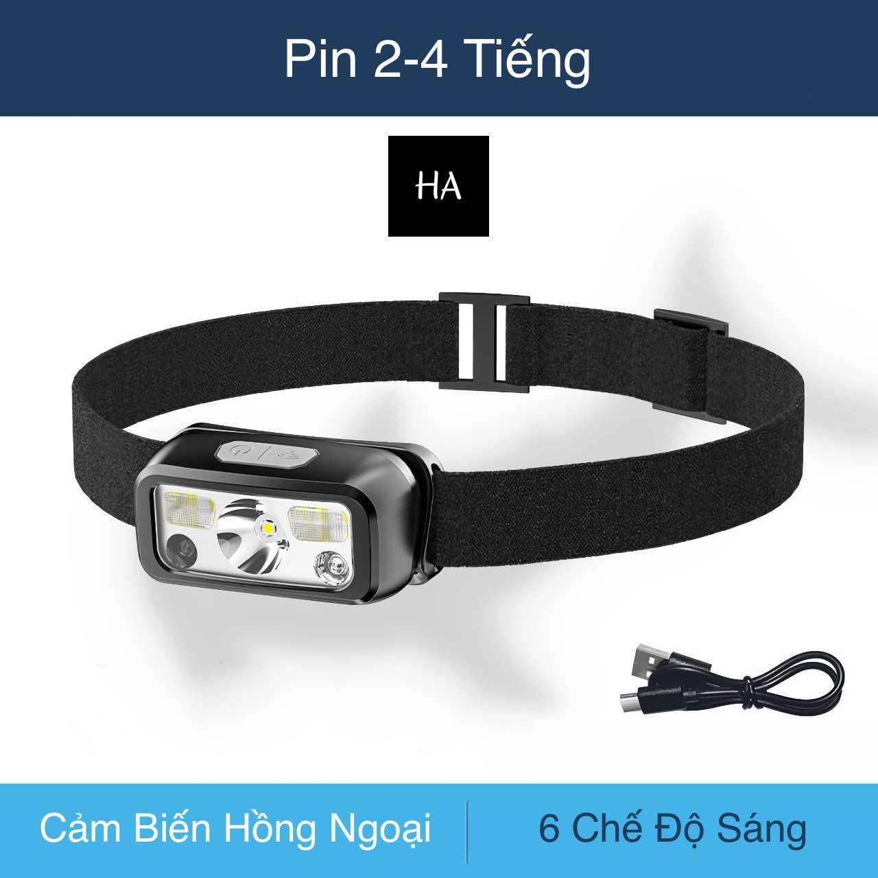 Đèn Pin Đội Đầu Siêu Sáng Chống Nước Cổng Sạc Type C