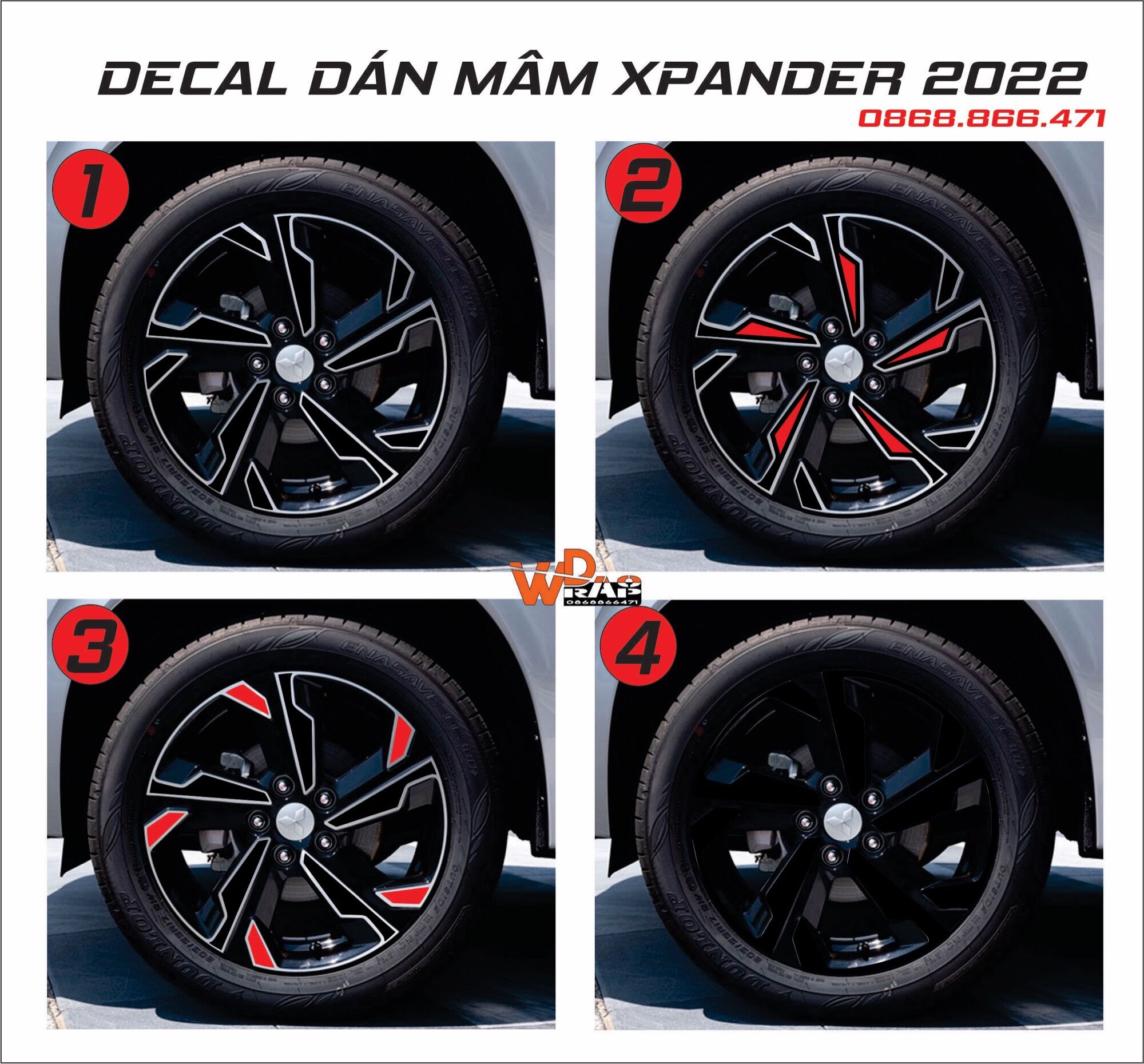 Decal dán mâm Xpander 2022 (5bánh)