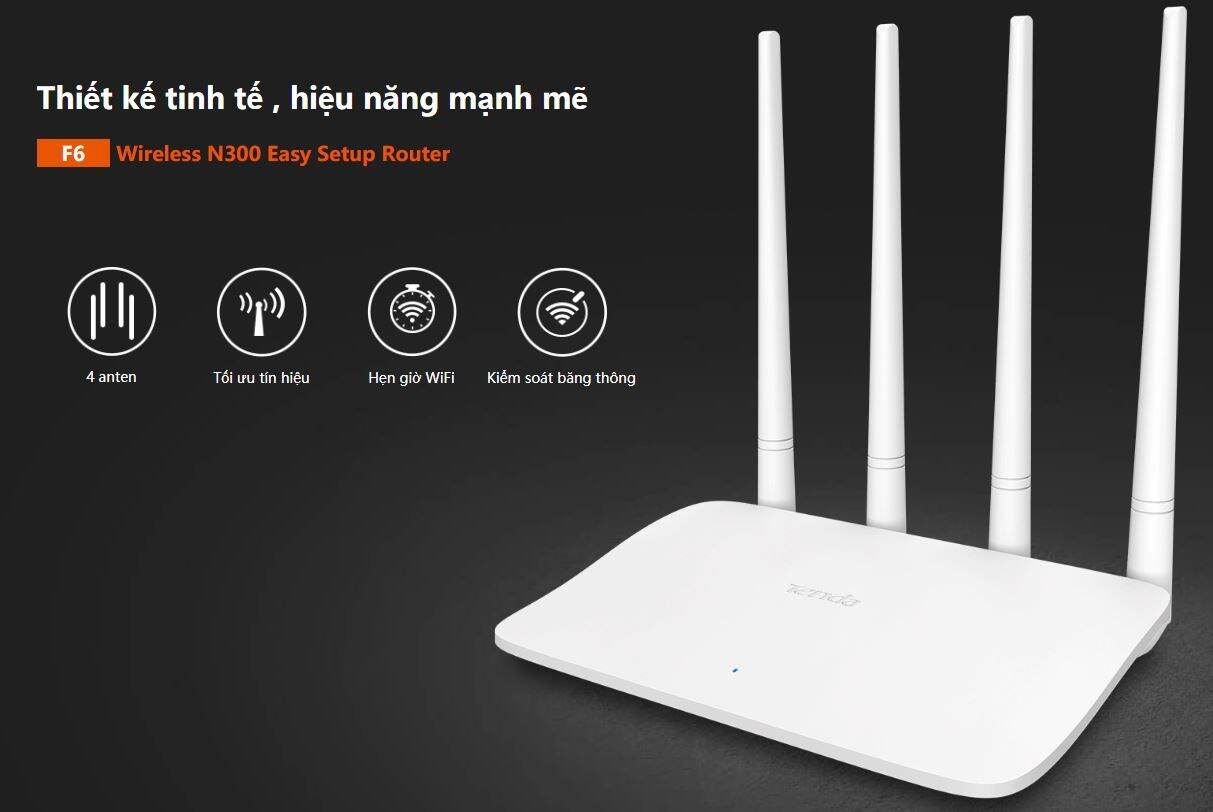 Wifi Tenda F6 Wireless N300 Easy Setup Router - 4 Anten