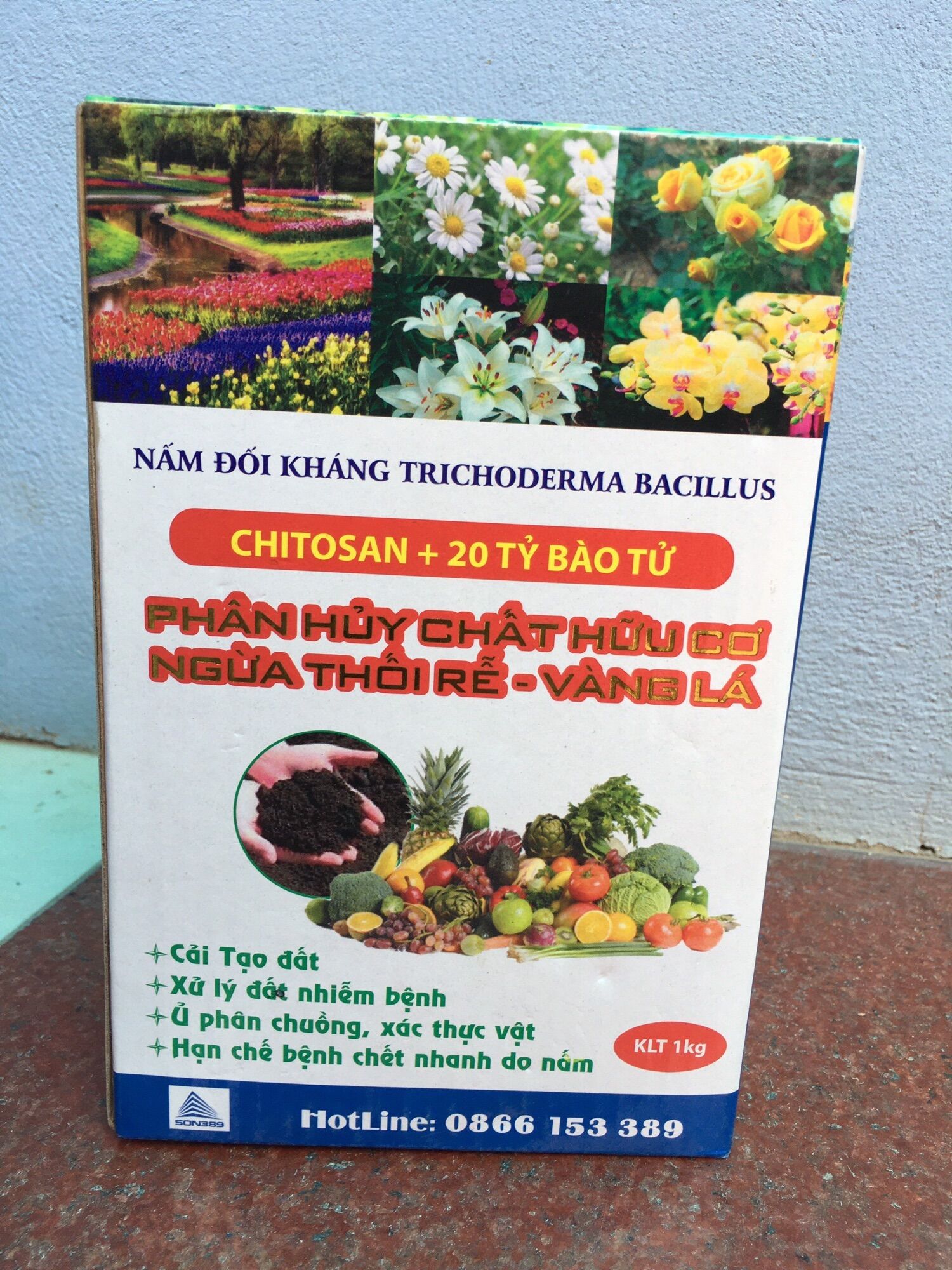 Chế phẩm sinh học - nấm đối kháng TRICODERMA phân huỷ chất hữu cơ ngừa thối rễ, vàng lá