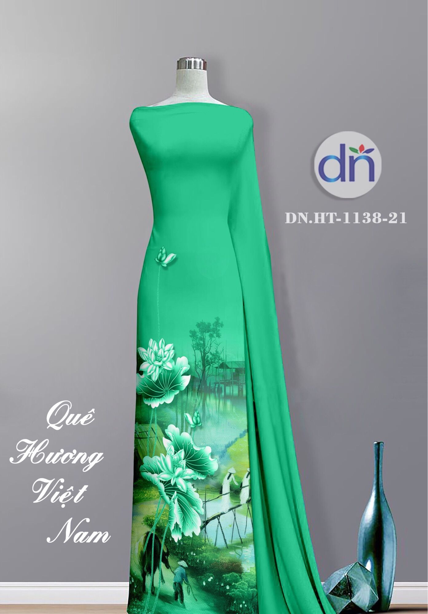 Vải áo dài hoa sen