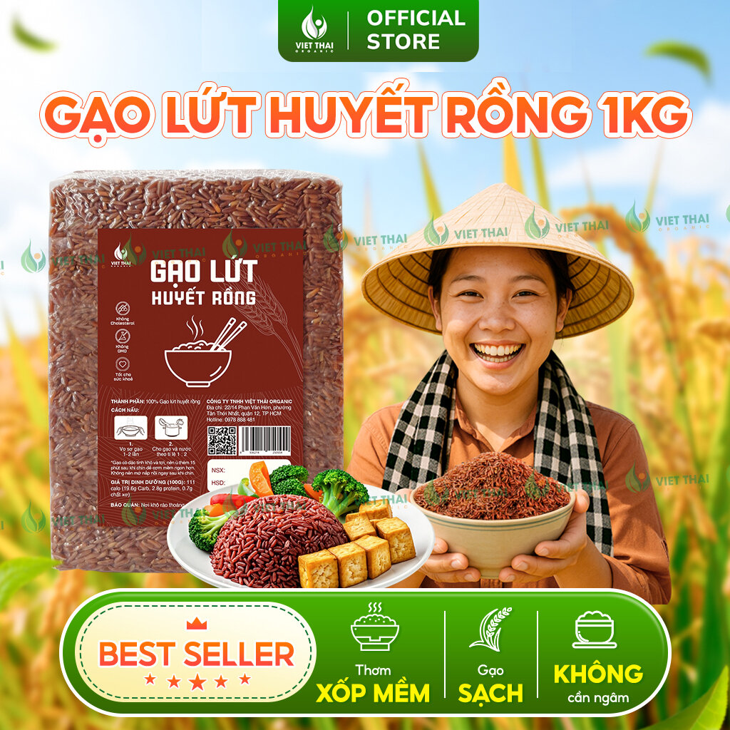 [CHẤT LƯỢNG] Gạo Lứt Huyết Rồng Ăn Kiêng Eatclean Thực Dưỡng Ít Calo Thơm Ngon Tơi Xốp Việt Thái Organic
