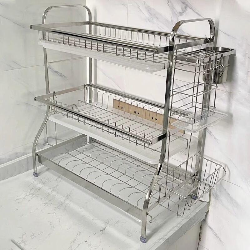 Multi-Functional Stainless Steel 201 Kitchen Storage Rack Dish Drainer Bowl Plate Organizer No Drilling Required for Utensils Giá  563,000 Đồng*Miễn phí vận chuyển