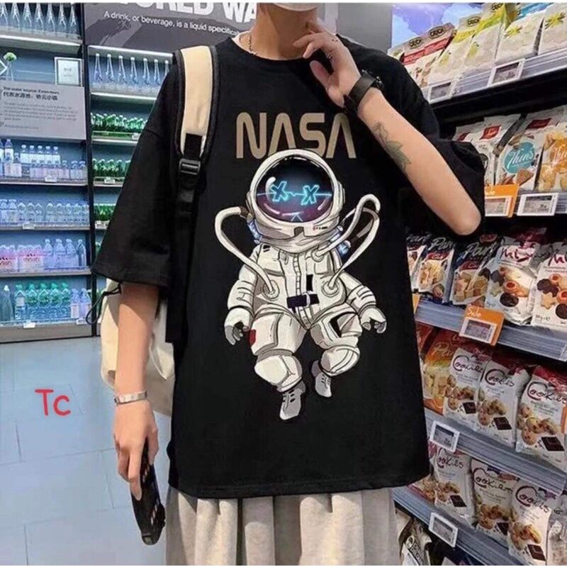 ÁO THUN  TAY LỠ NASA/SANA VŨ TRỤ IN 5D HÌNH NÉT CĂNG XỊN XÒ HAI MÀU ĐEN TRẮNG BEN TREND SHOP