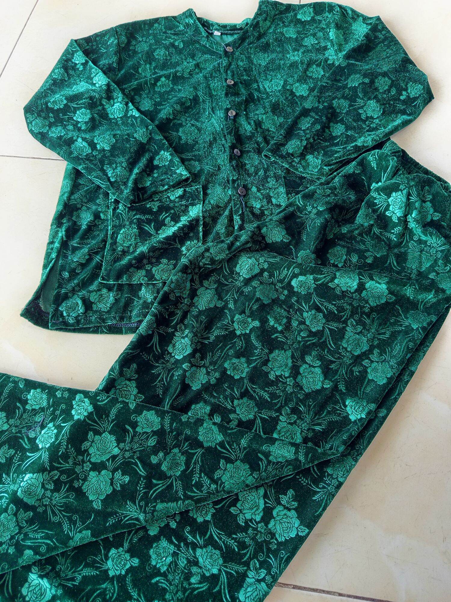 Bộ Nhung In Hoa Bà Ba Tay Dài Quần Dài Dành Tặng Bà và Mẹ