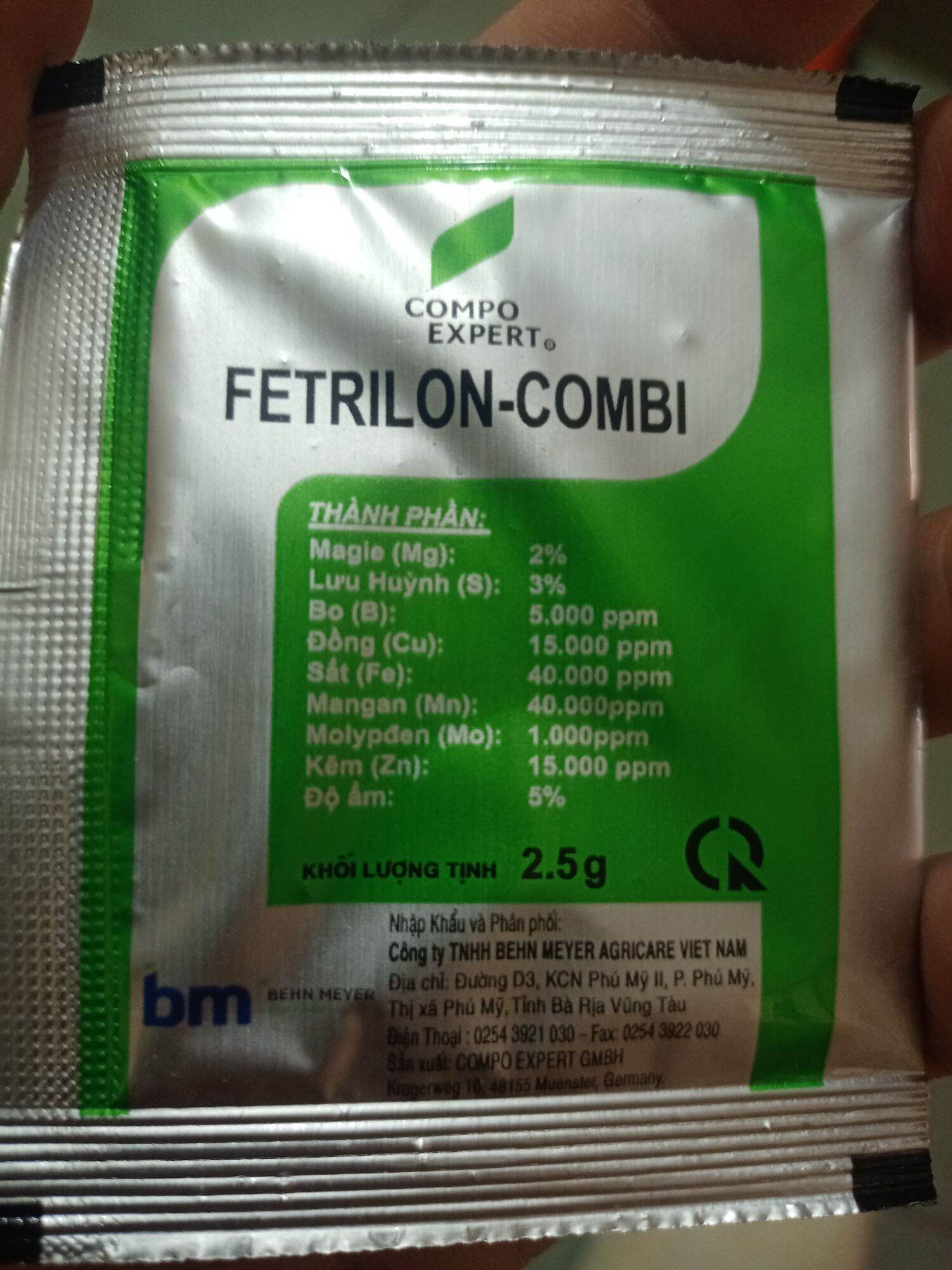 Phân bón vi lượng Fertrilon Combi của Behn Meyer (Đức) gói nhỏ 2.5 gam giúp dày lá, xanh lá, cây phát triển mạnh.
