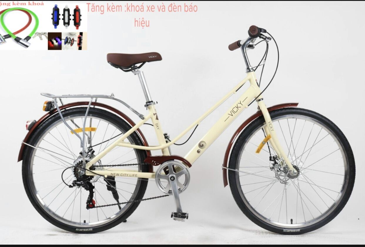 Mua Xe đạp nữ Vicky Sky 2021 24-26 inch nhập khẩu chính hãng khung hợp kim nhôm siêu nhẹ.