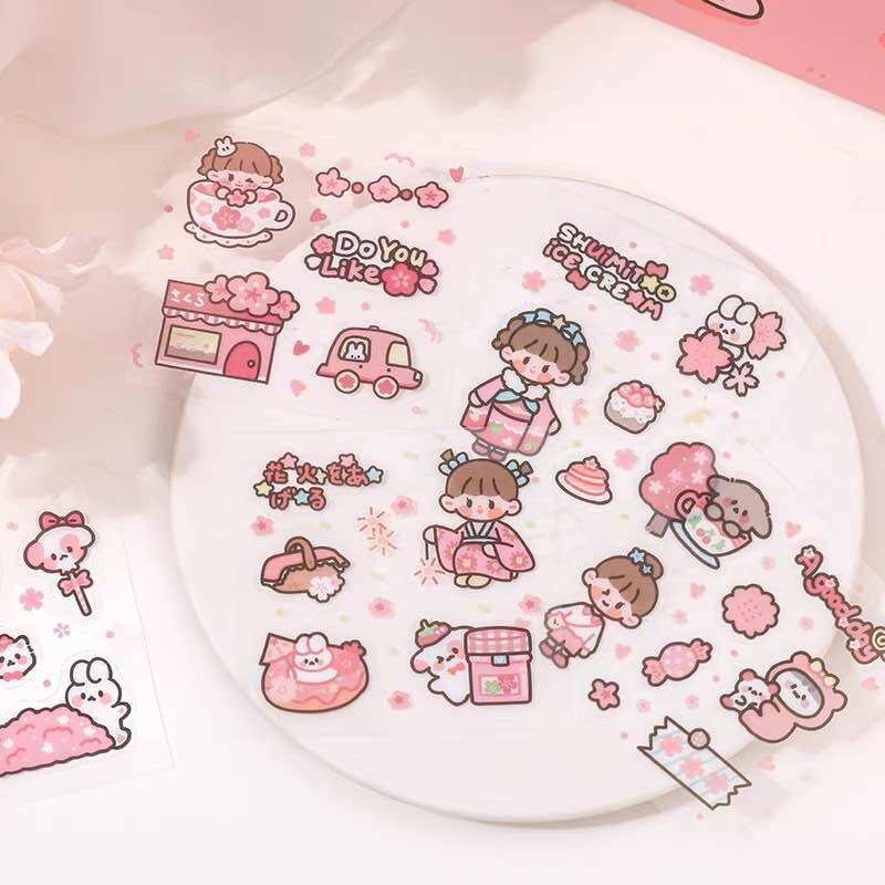 Sticker hộp 200 tấm hình dán dễ thương Spring (PVC)