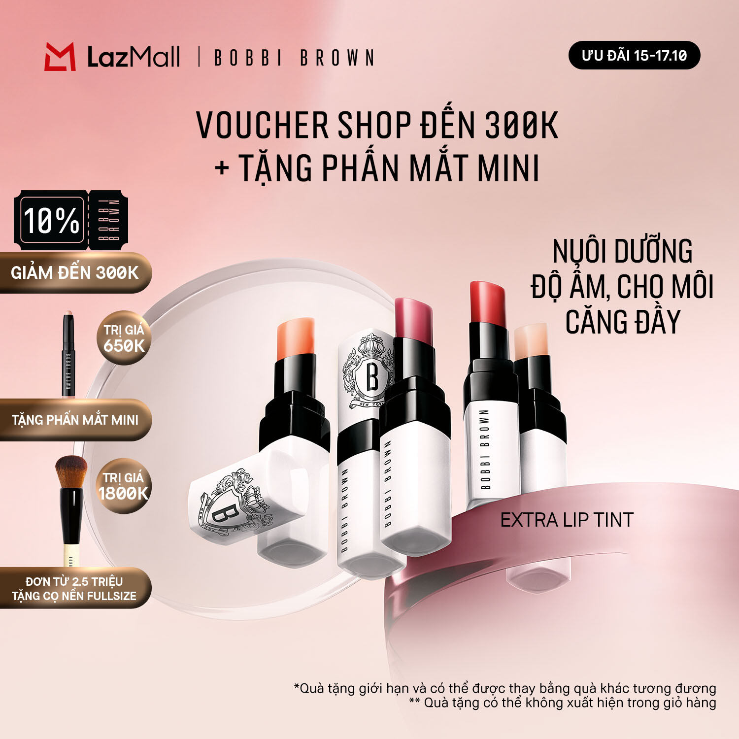 [ƯU ĐÃI 15-17.10] Bobbi Brown Extra Lip Tint | Son dưỡng cấp ẩm, giúp môi căng mọng