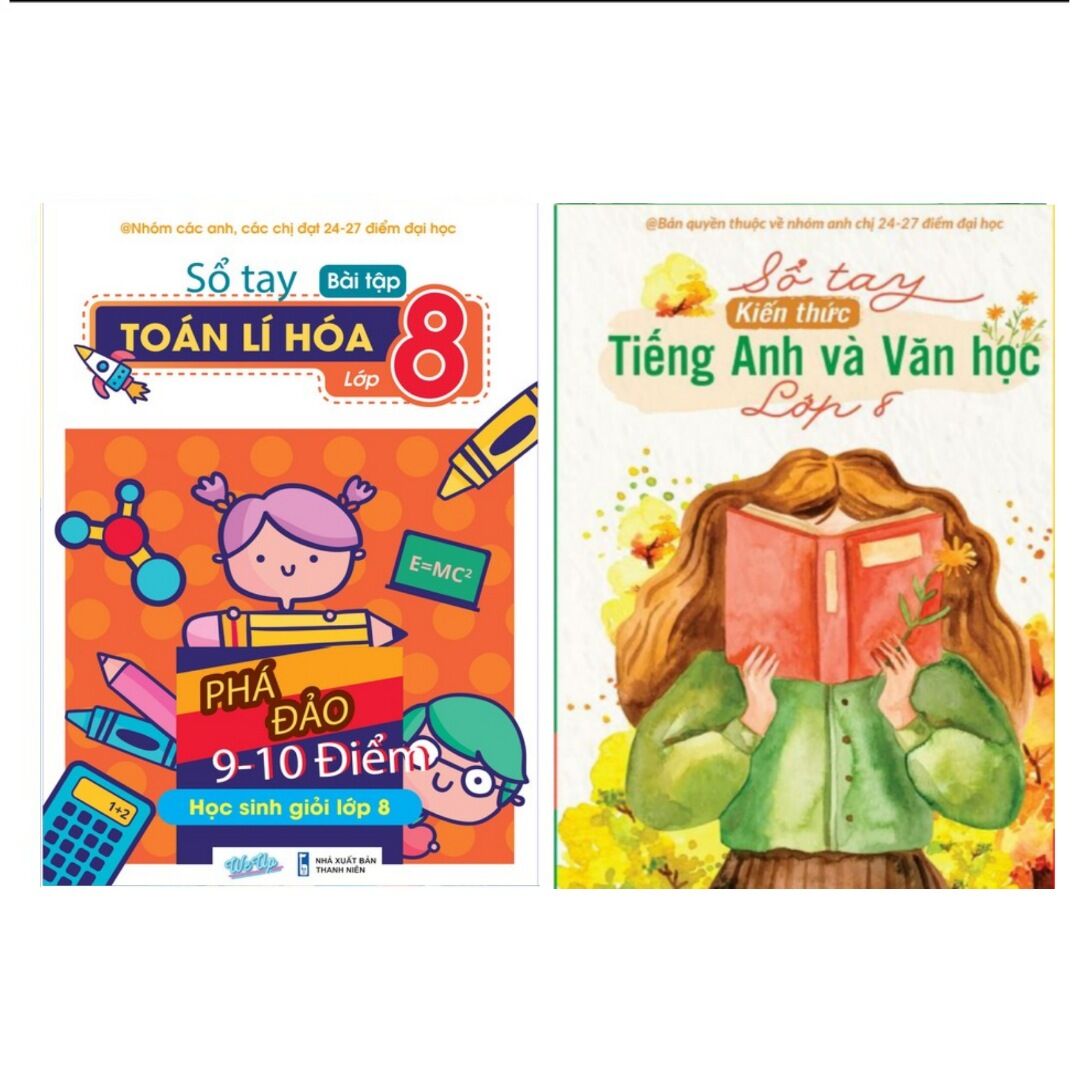 Combo 2 cuốn sổ tay toán lí hóa văn anh lớp 8