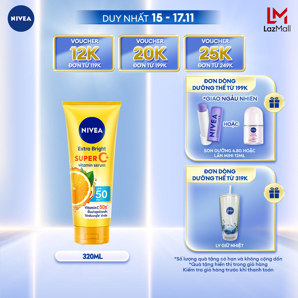 Tinh Chất Dưỡng Thể Chống Nắng NIVEA Super C+ (180 ml / 320 ml) - 98448/98449