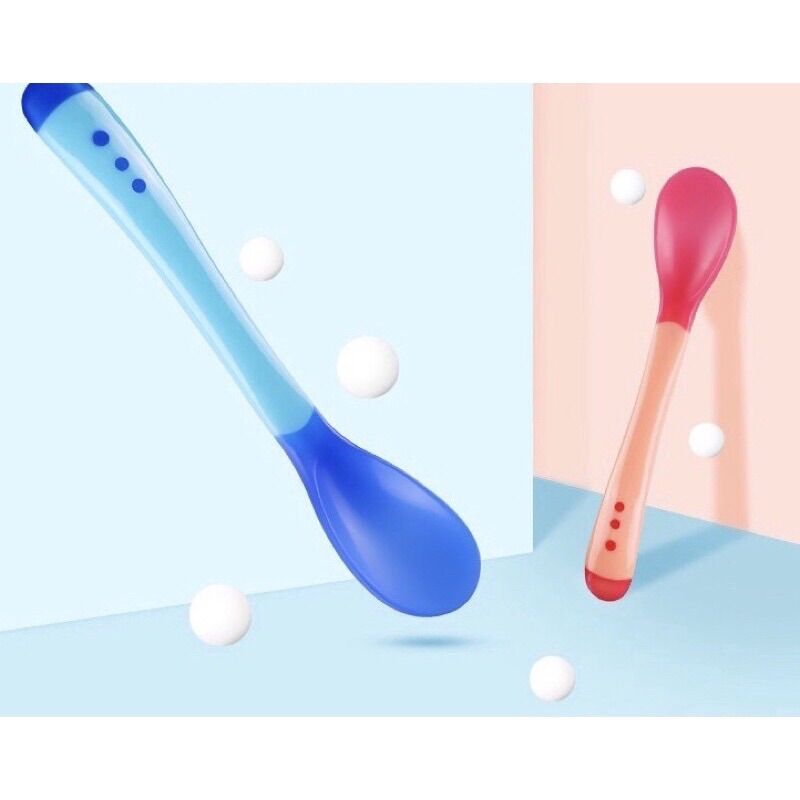 Muỗng ăn dặm silicon báo nóng cho bé