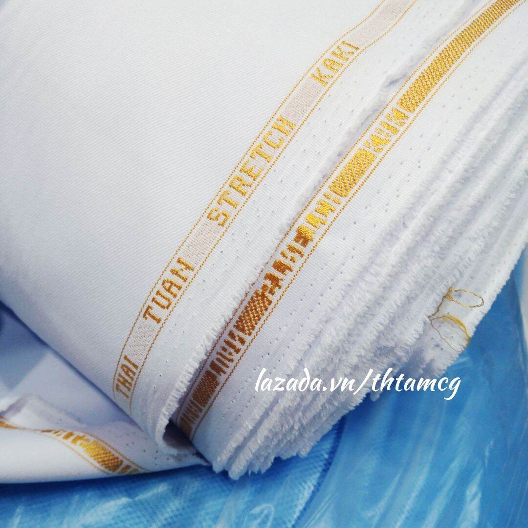 Vải Kaki Trắng Thái Tuấn May Quần Tây / Quần Blouses Trắng Bác Sĩ Y Tá Spa