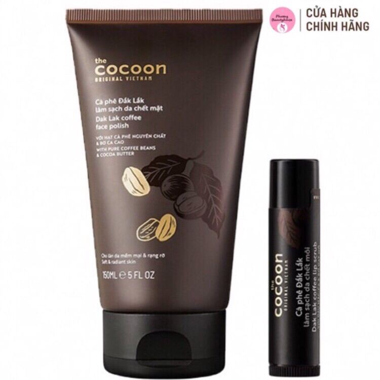 Combo Cà Phê Đắk Lắk Cocoon Làm Sạch Da Chết Mặt 150Ml + Tẩy Tế Bào Chết Môi 5Gr