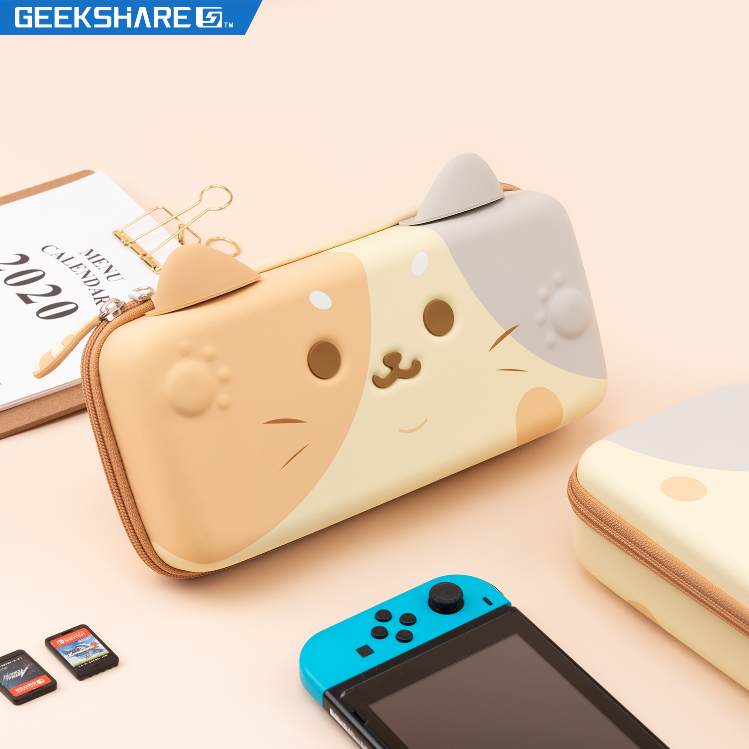 Phụ Kiện OLED Túi Đựng Đồ Vỏ Cứng Bộ Bảo Hộ Tai Mèo Dễ Thương NS Xách Tay Nintendo Switch Túi Đeo Chéo