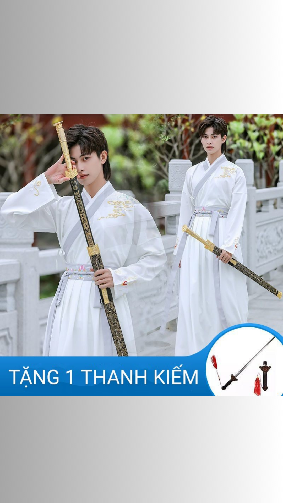 [SẴN NEW_SIZE L]_Set bộ hán phục võ thuật màu trắng cho Nam / Nữ (KHÔNG KÈM KIẾM)