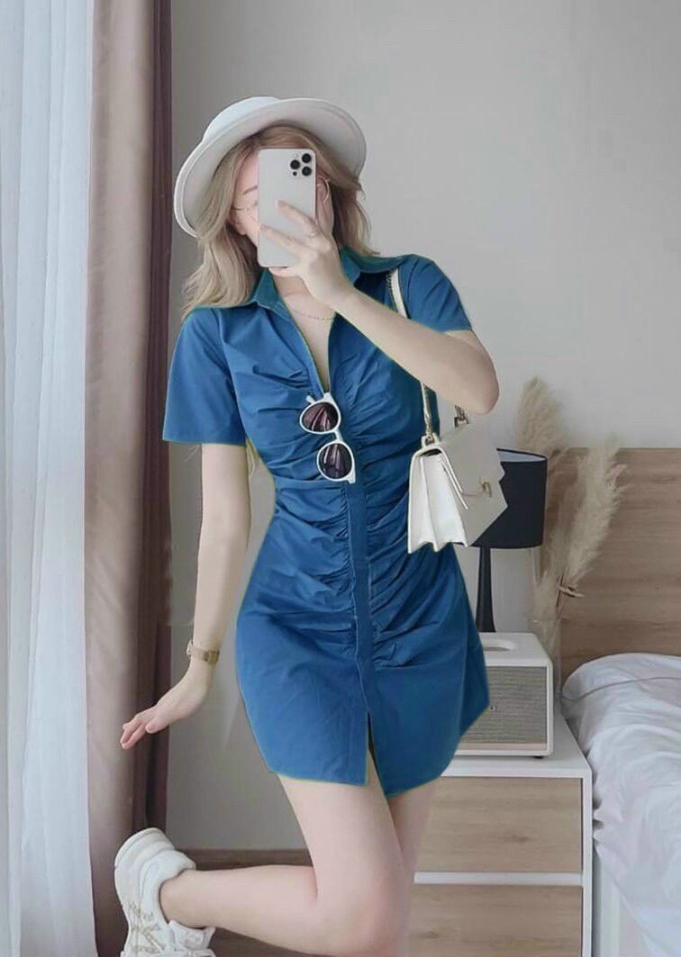 (SHOP TÁO ĐỎ BIGSIZE 50kg đến 90kg) đầm nữ dáng A sơ mi cài nút
