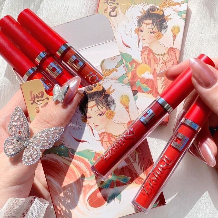 Set 5 son kem lì cô gái đỏ ershiqi, son cô gái siêu hot màu đẹp giữ lâu