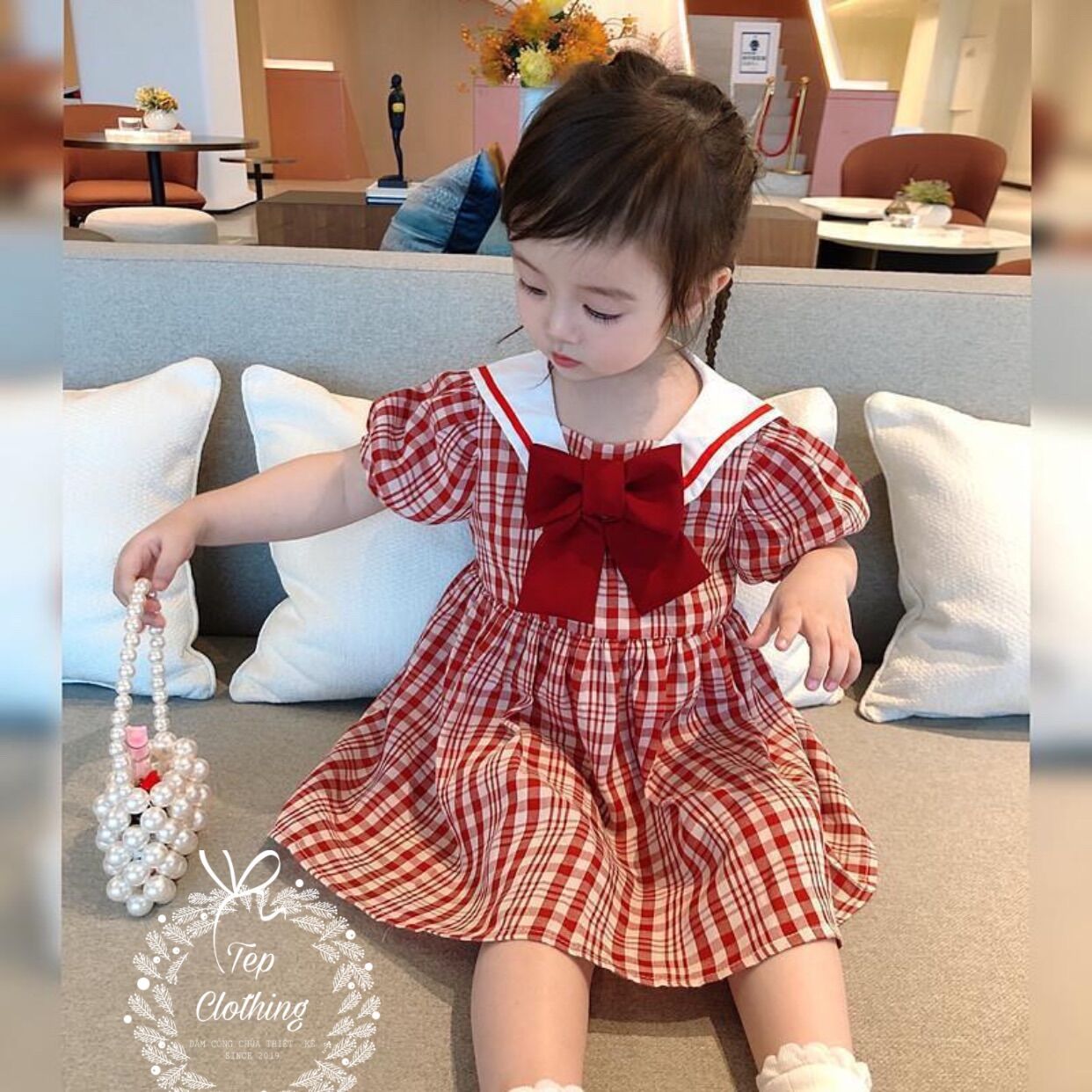 [HCM]ĐẦM VÁY BABY DOLL KẺ CHO BÉ GÁI - HÌNH THẬT