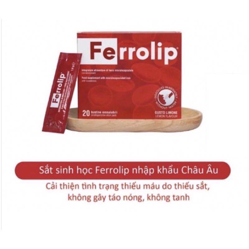 Ferrolip - Sắt sinh học Ferrolip liposome bổ sung sắt cho mẹ bầu người thiếu máu thiếu sắt {Hộp 20 g