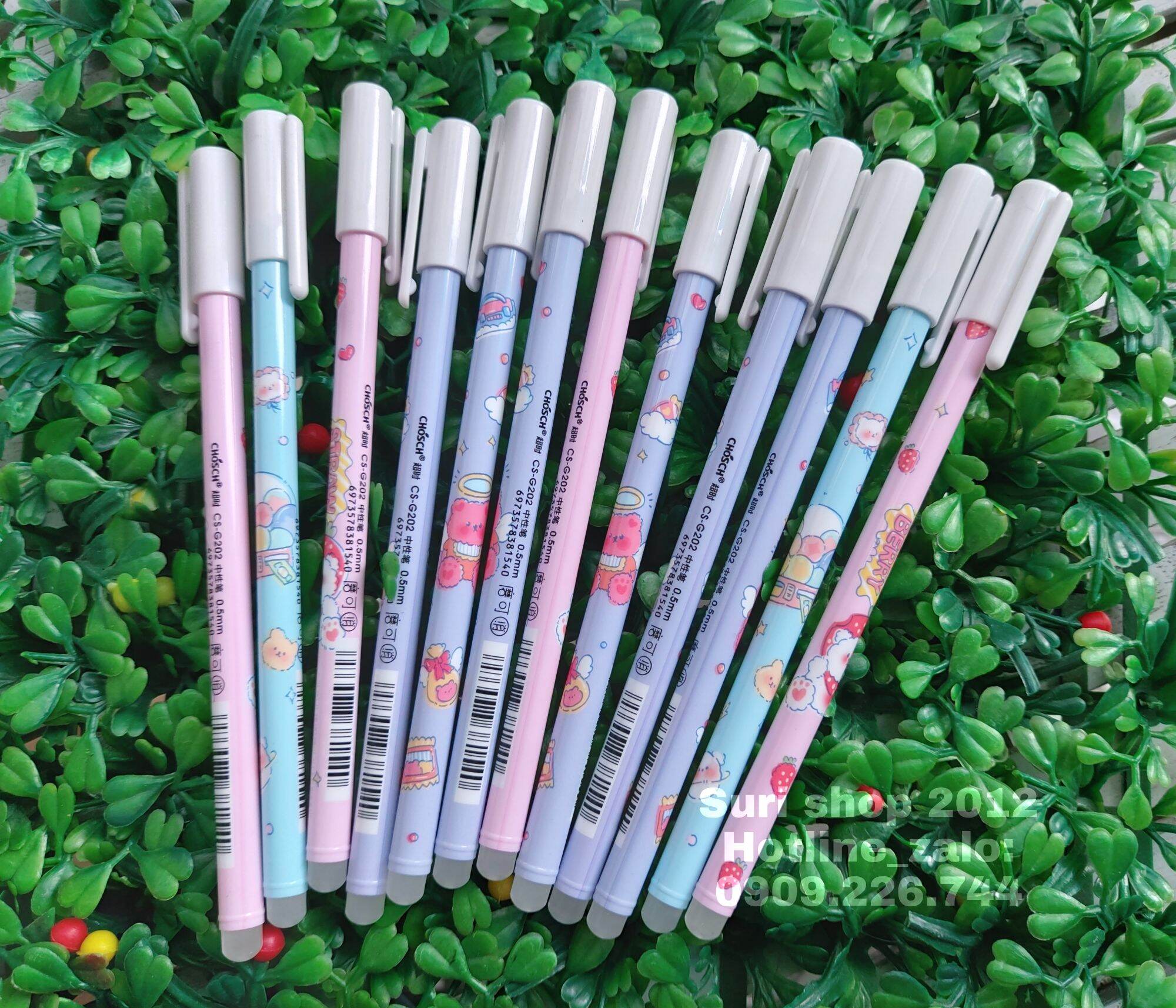 Hộp 12 bút gel mực tím xoá được Chosch CS chính hãng dành cho học sinh tiểu học